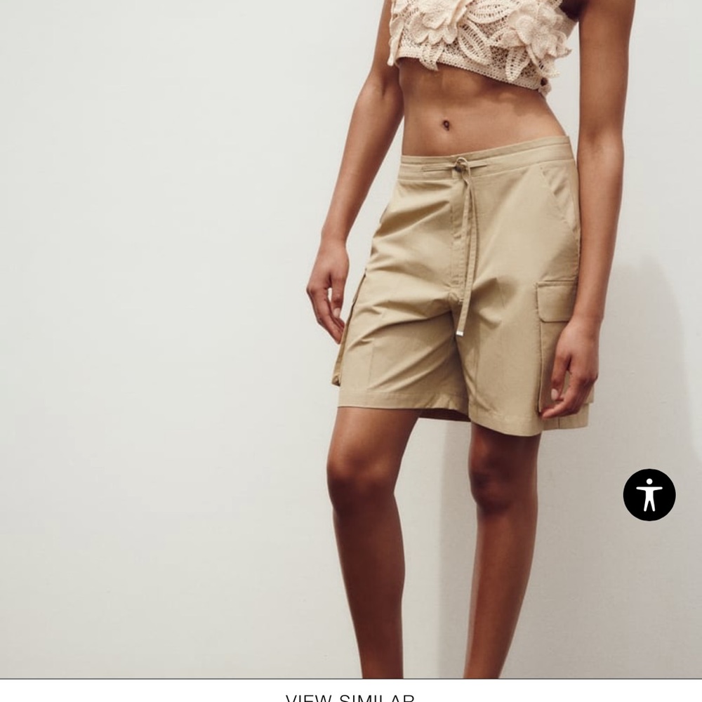 Women Zara HIGH WAIST CARGO SHORTS